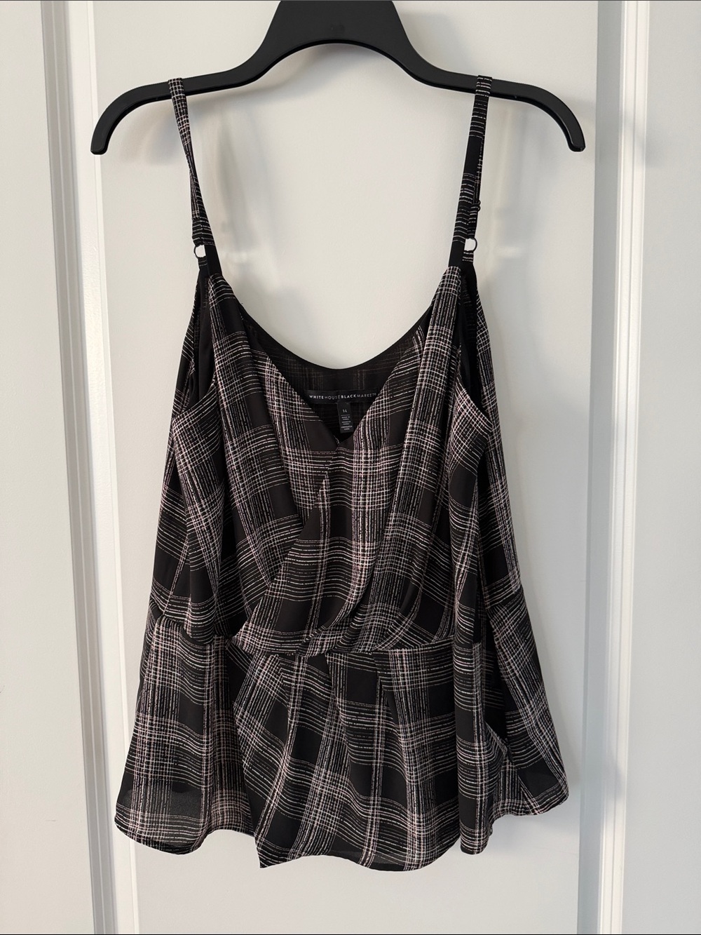 White House Black Market Black Plaid Adjustable Strap Camisole